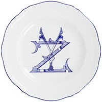 Dessert Plate Corona Blu Monogram