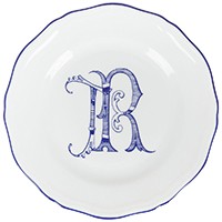 Bread Plate Corona Blu Monogram